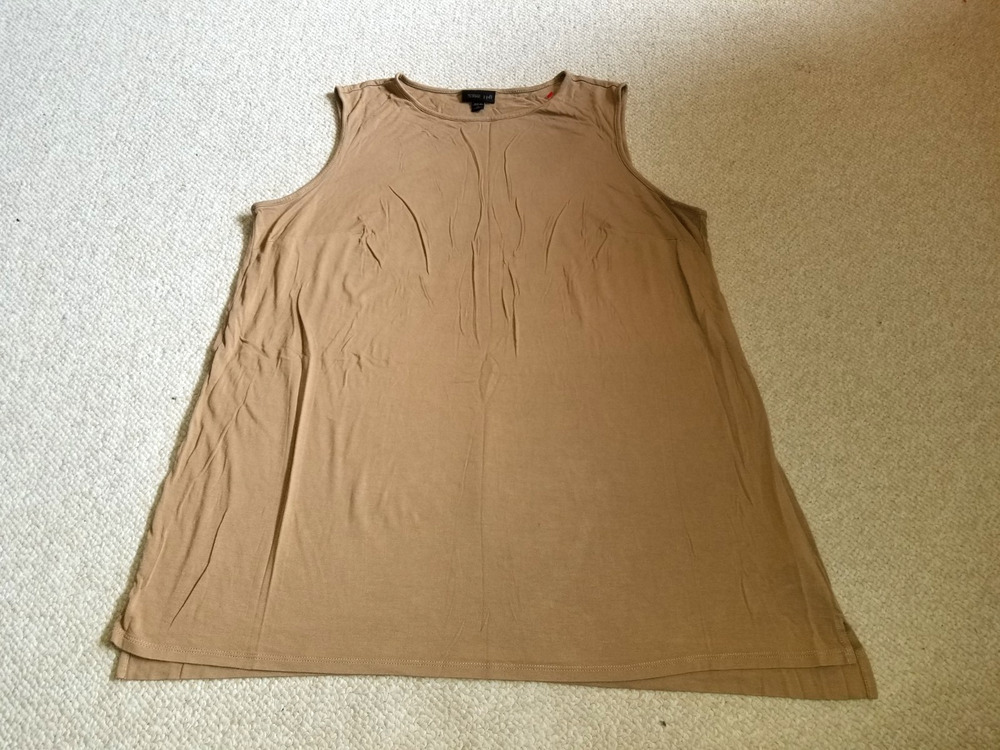 Womens Top-J. JILL WEAREVER COLLECTION-brown stretch knit tunic slvless-1X